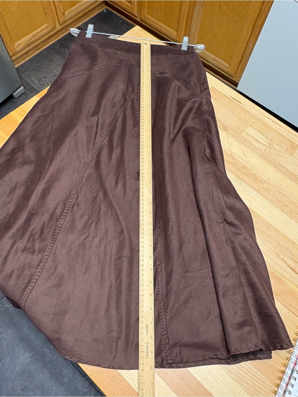 East 5th brown Maxi Skirt with Flared Panels lined faux suede - Picture 2 of 7